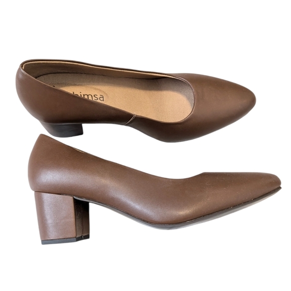 Ahimsa Vegan Bianca Cognac Brown Pumps Heels EUR 39 US 8 - Picture 9 of 15